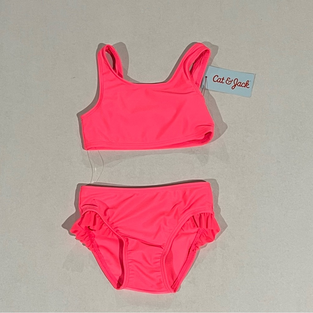 Cat & Jack Baby Girls 2-Piece Neon Pink Bikini Set,Size 18Months